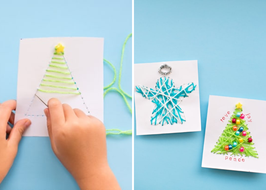 sewn diy christmas cards